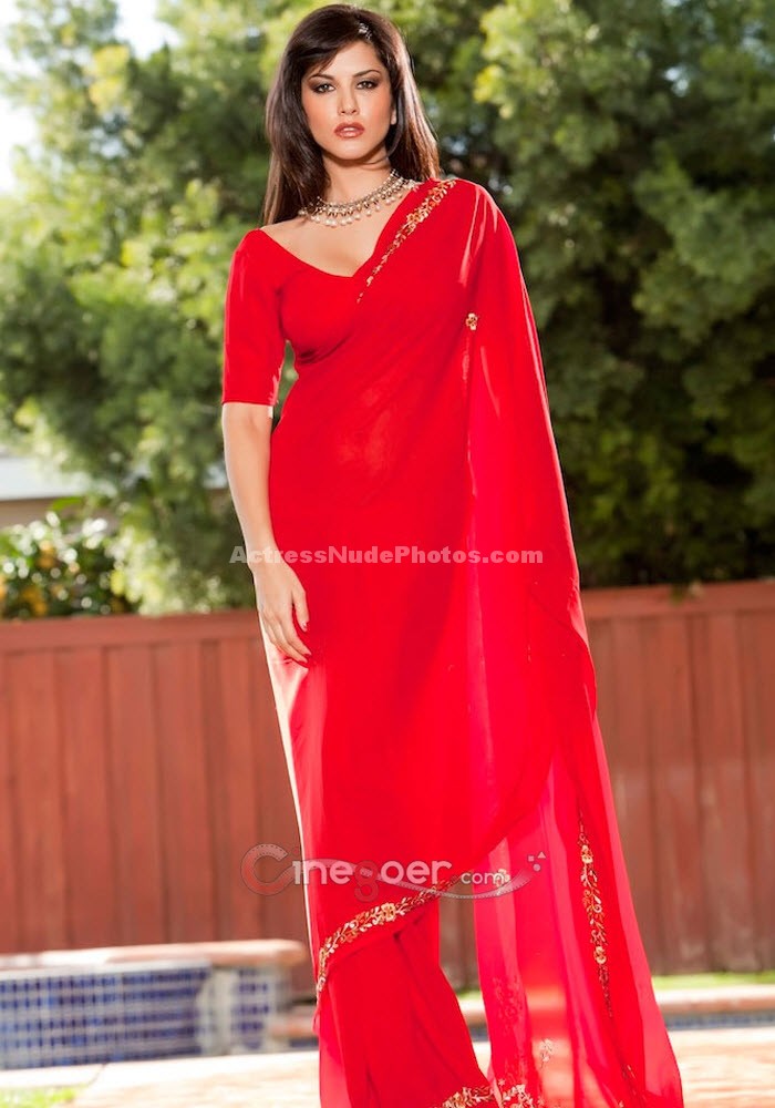 Latest Sunny Leone Real Nude Xxx Red Saree HD Sex Pics ActressNudePhotos Com Actress